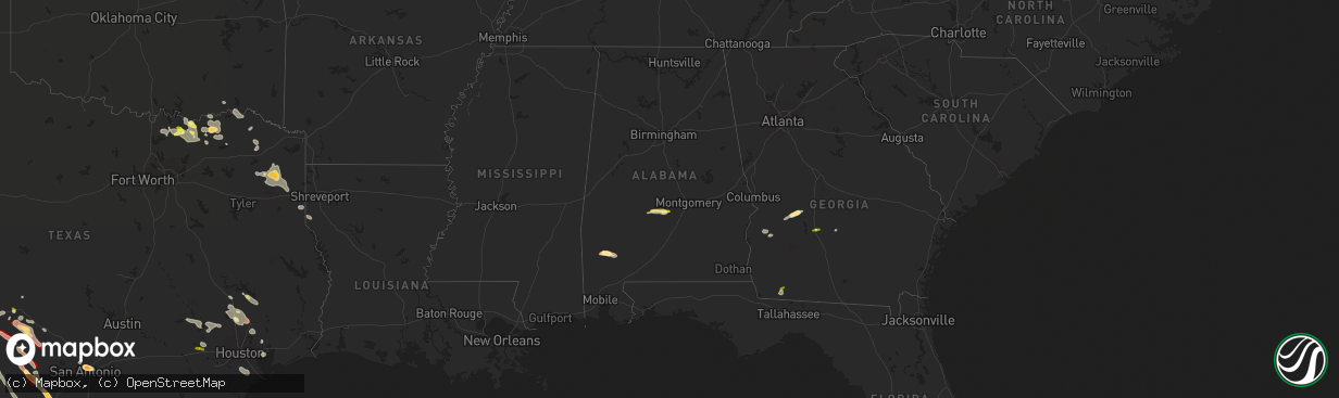 Hail map in Alabama on March 31, 2013