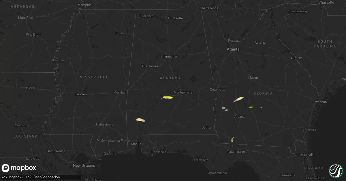 Hail map in Alabama on March 31, 2013