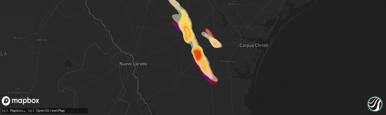 Hail map in Benavides, TX on March 31, 2013