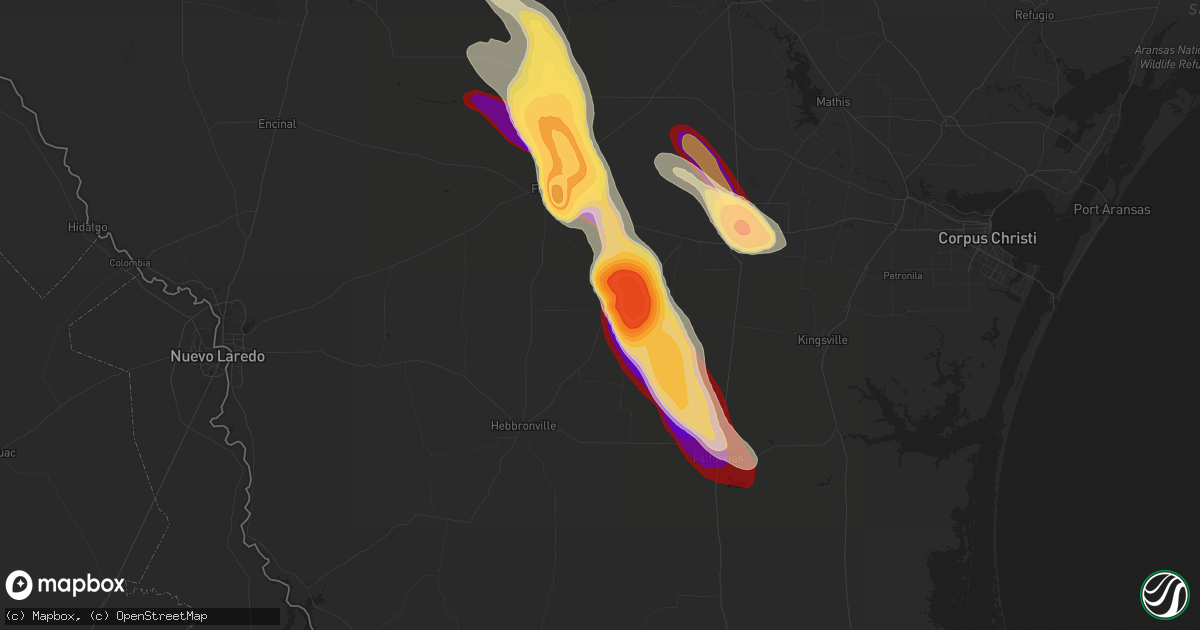 Hail map in Benavides, TX on March 31, 2013