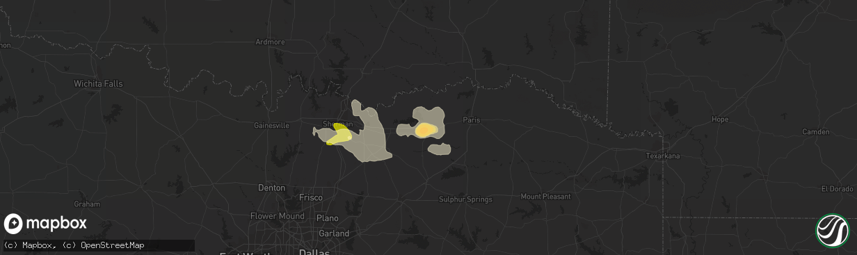 Hail map in Honey Grove, TX on March 31, 2013