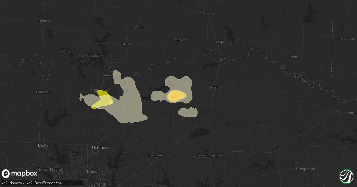 Hail map in Honey Grove, TX on March 31, 2013