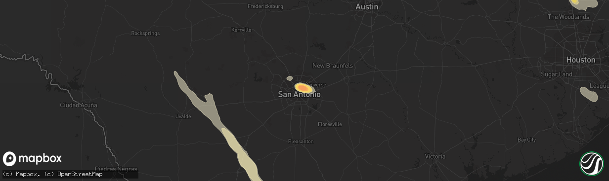 Hail map in Jbsa Ft Sam Houston, TX on March 31, 2013