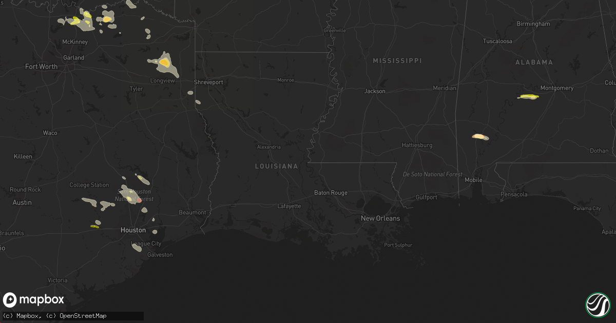 Hail map in Louisiana on March 31, 2013