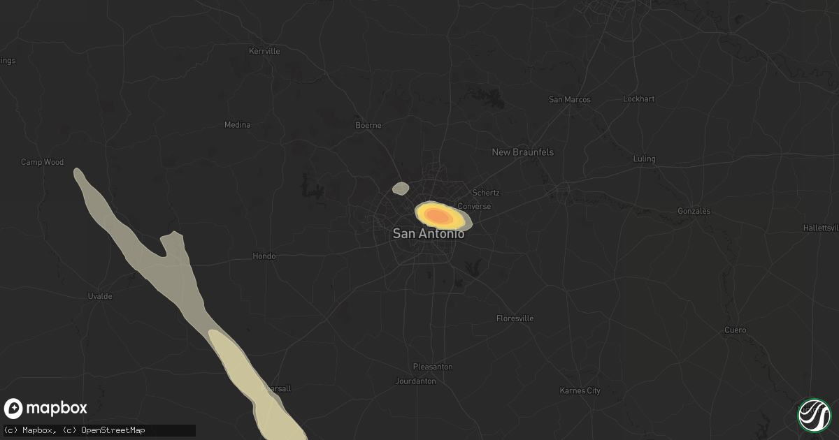 Hail map in San Antonio, TX on March 31, 2013