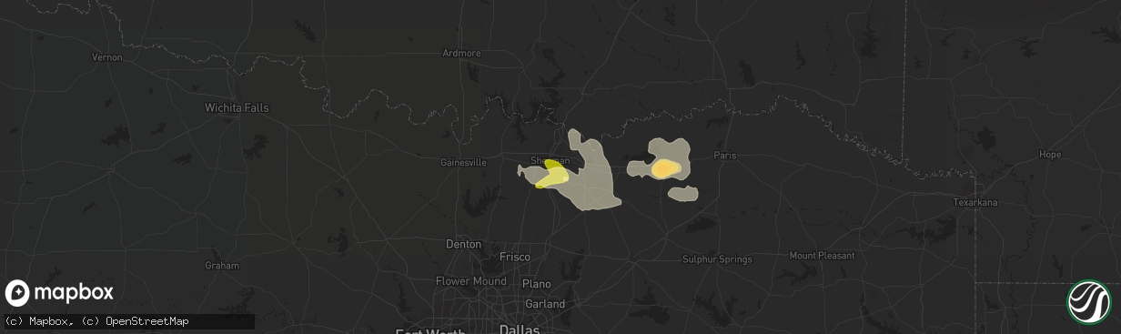 Hail map in Sherman, TX on March 31, 2013