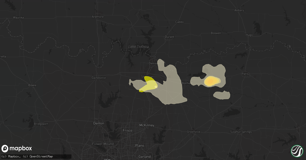 Hail map in Sherman, TX on March 31, 2013