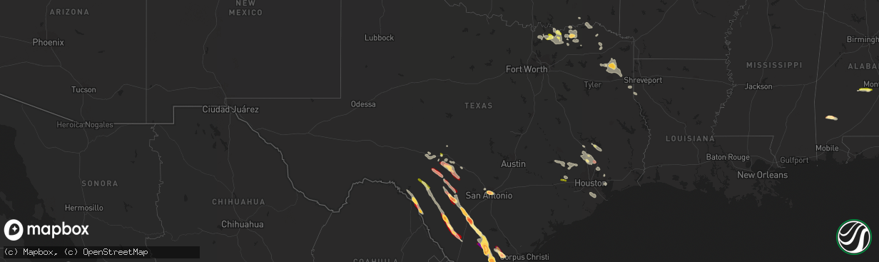 Hail map in Texas on March 31, 2013