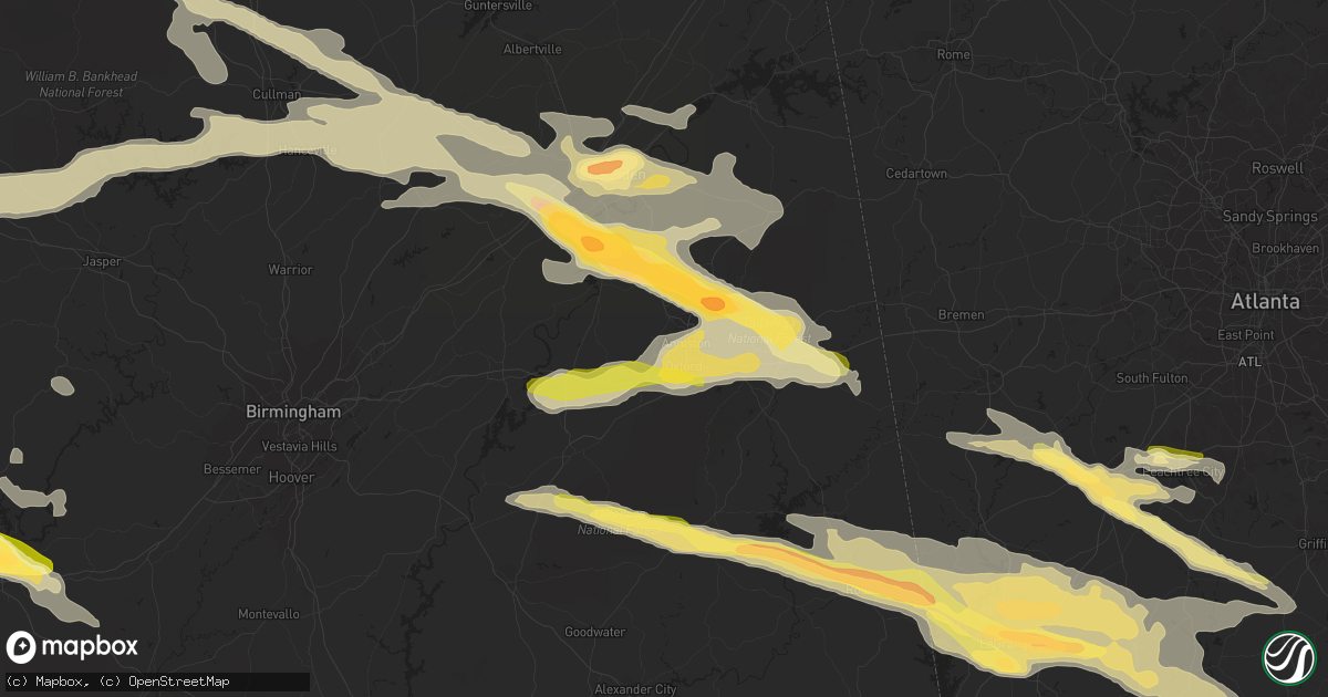 Hail map in Anniston, AL on March 31, 2015