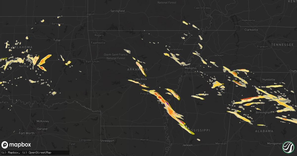 Hail map in Arkansas on March 31, 2015