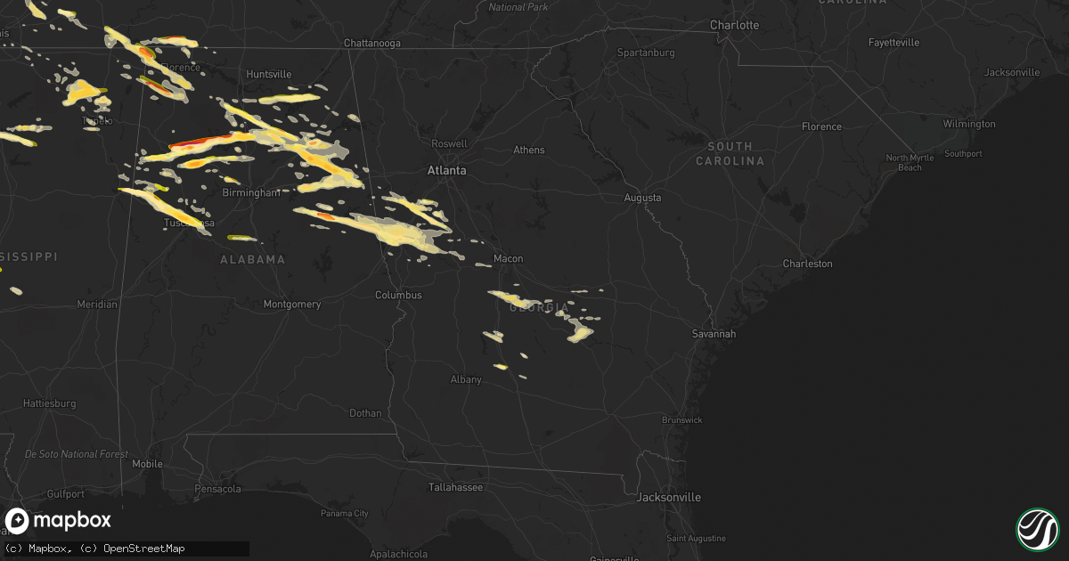 Hail map in Georgia on March 31, 2015