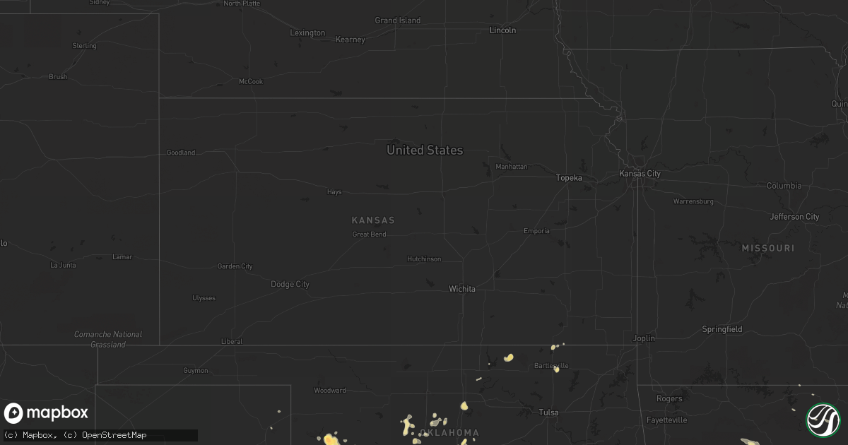Hail map in Kansas on March 31, 2015