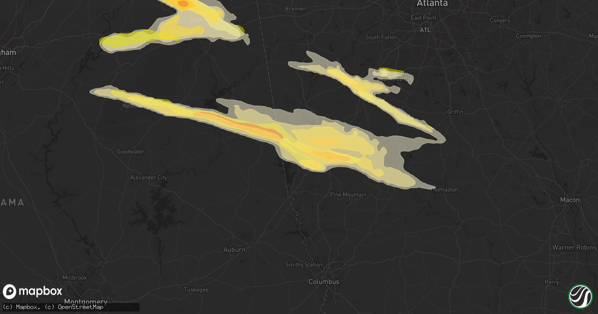 Hail map in Lagrange, GA on March 31, 2015