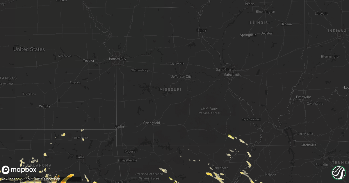 Hail map in Missouri on March 31, 2015