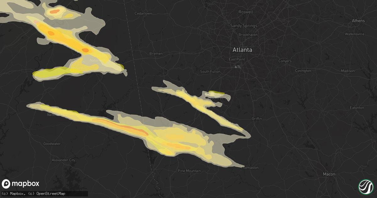 Hail map in Newnan, GA on March 31, 2015