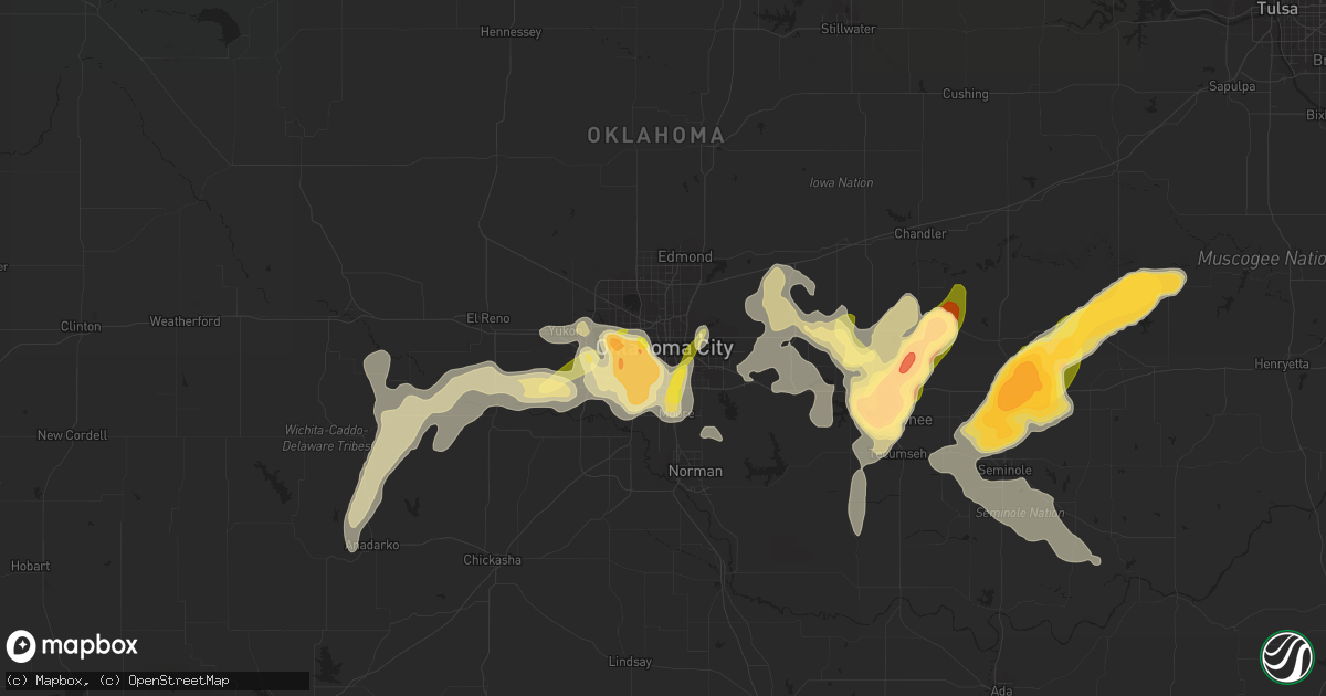 Hail map in Oklahoma City, OK on March 31, 2015