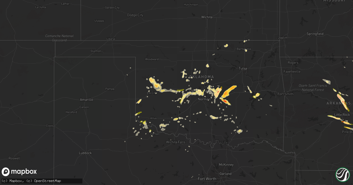 Hail map in Oklahoma on March 31, 2015