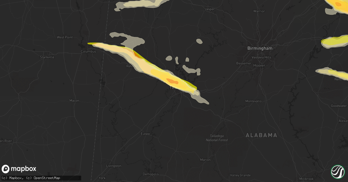 Hail map in Tuscaloosa, AL on March 31, 2015