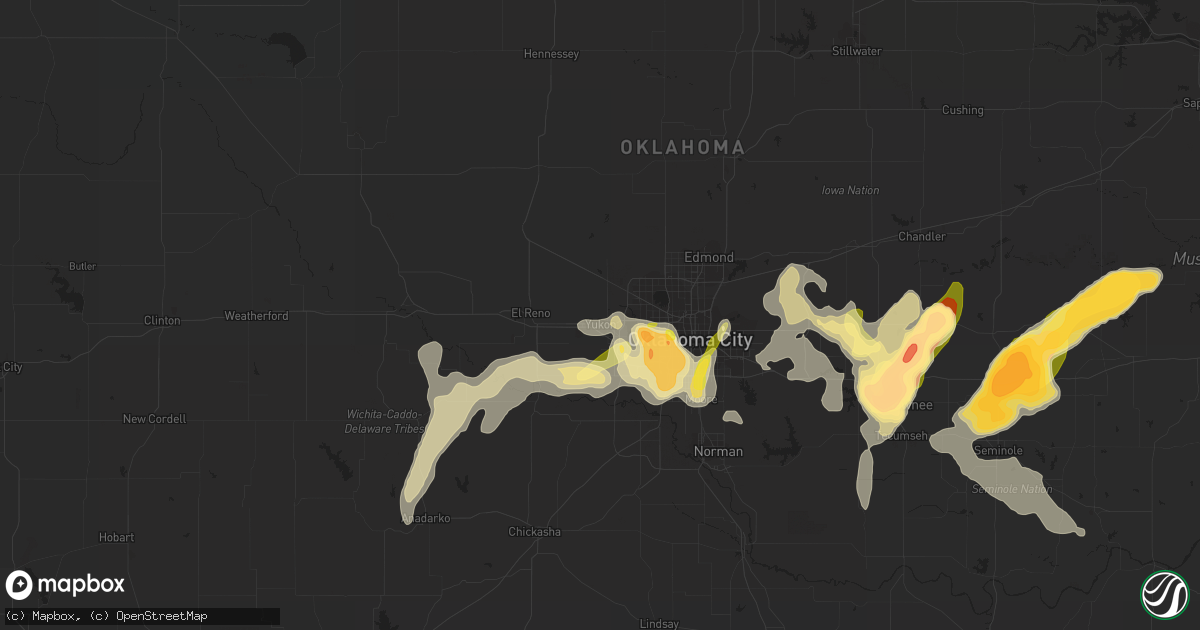 Hail map in Yukon, OK on March 31, 2015