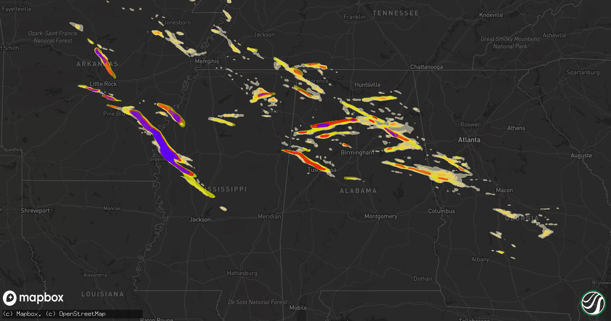 Hail map on March 31, 2015