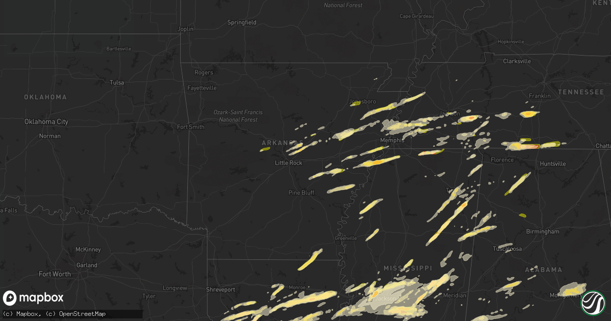 Hail map in Arkansas on March 31, 2016