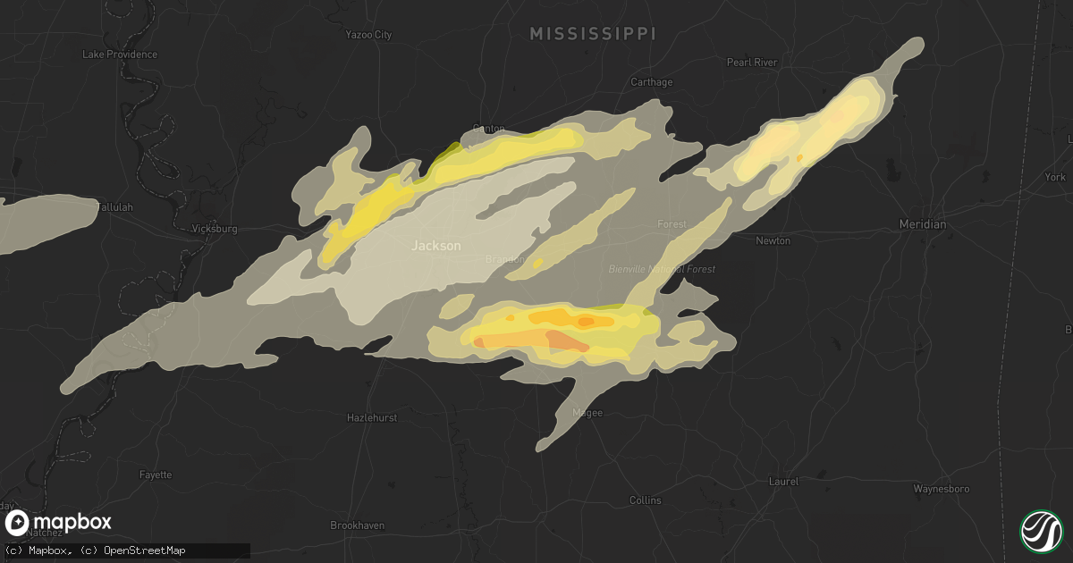Hail map in Brandon, MS on March 31, 2016
