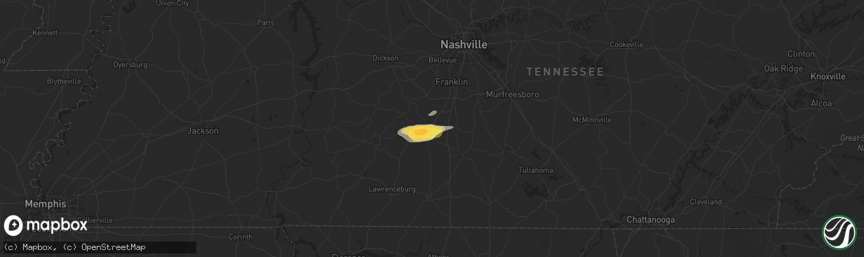 Hail map in Columbia, TN on March 31, 2016