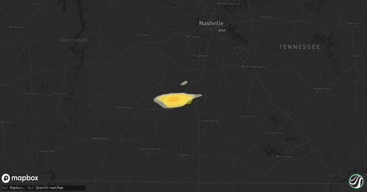 Hail map in Columbia, TN on March 31, 2016