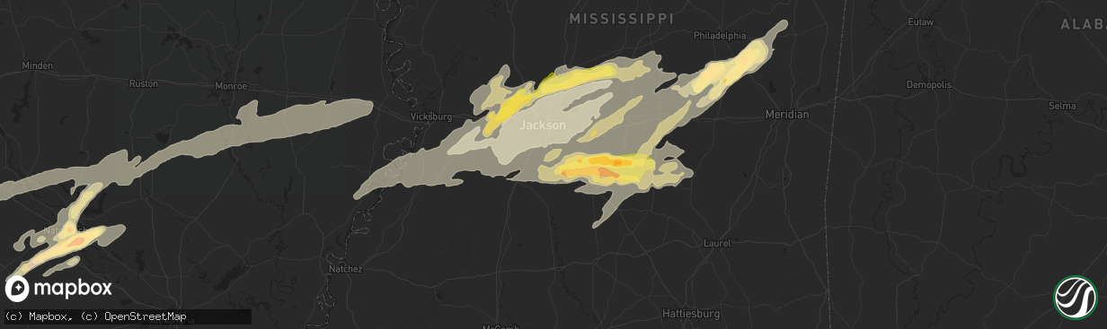 Hail map in Florence, MS on March 31, 2016