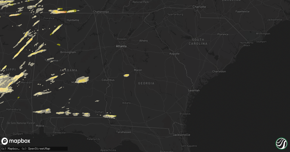 Hail map in Georgia on March 31, 2016