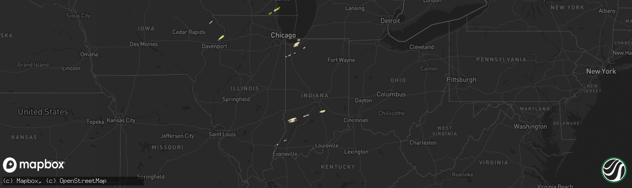 Hail map in Indiana on March 31, 2016