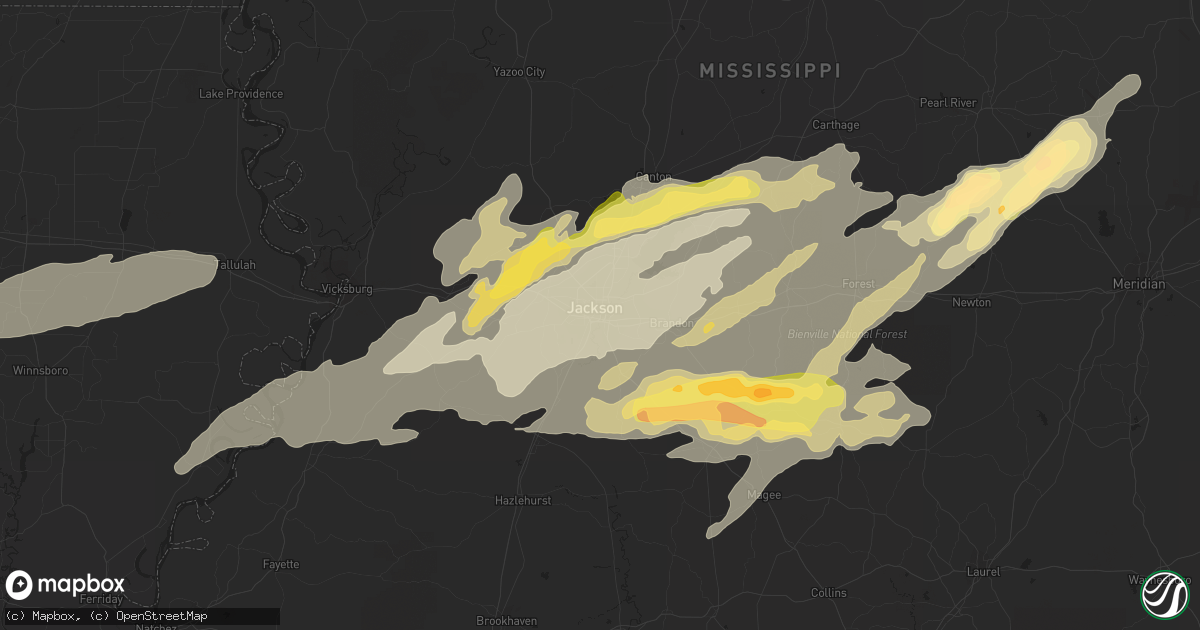 Hail map in Jackson, MS on March 31, 2016