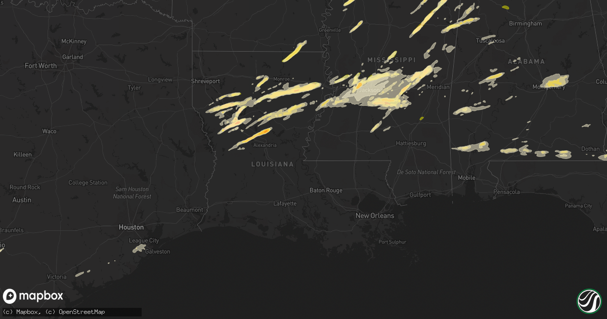 Hail map in Louisiana on March 31, 2016