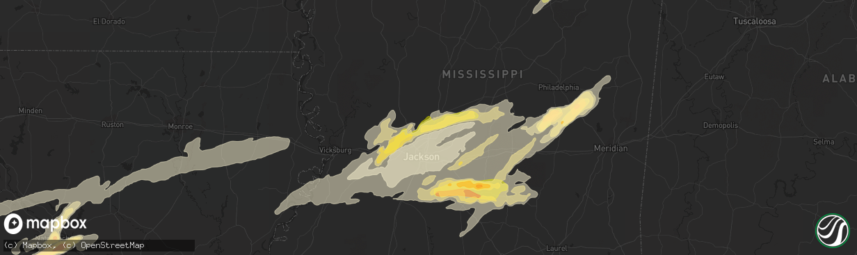 Hail map in Madison, MS on March 31, 2016