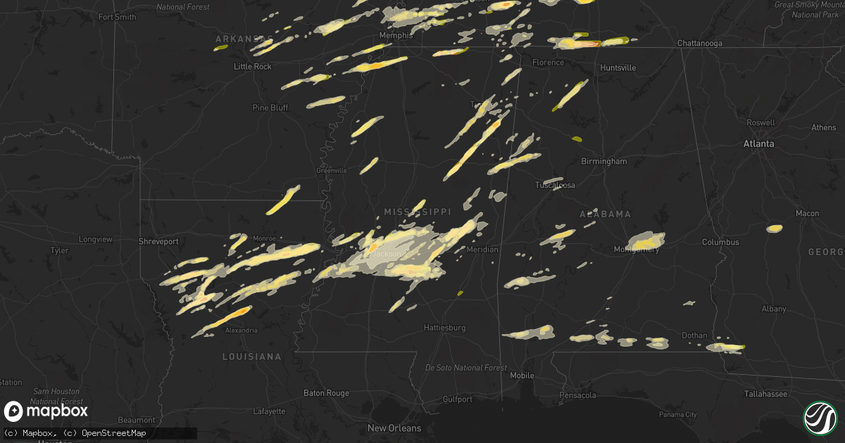 Hail map in Mississippi on March 31, 2016