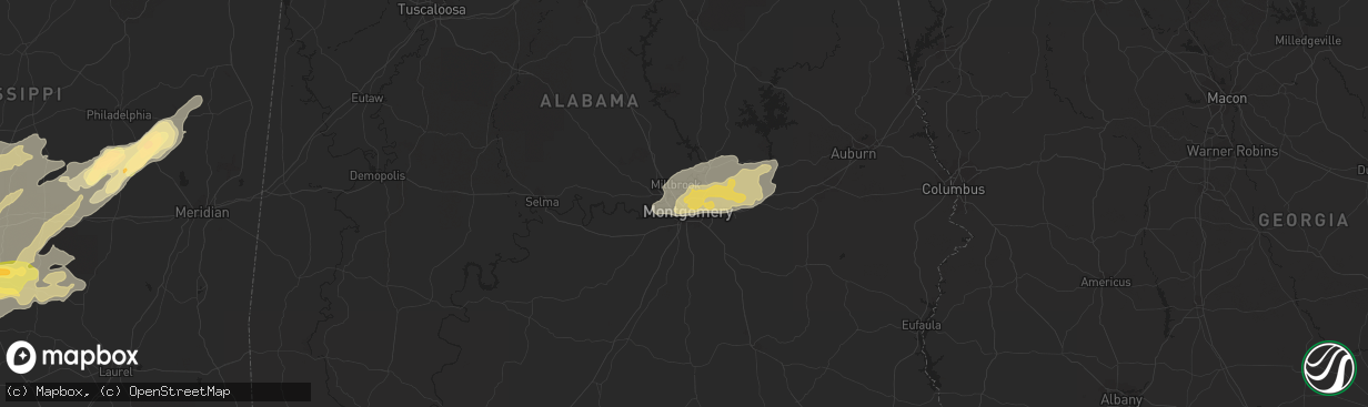 Hail map in Montgomery, AL on March 31, 2016