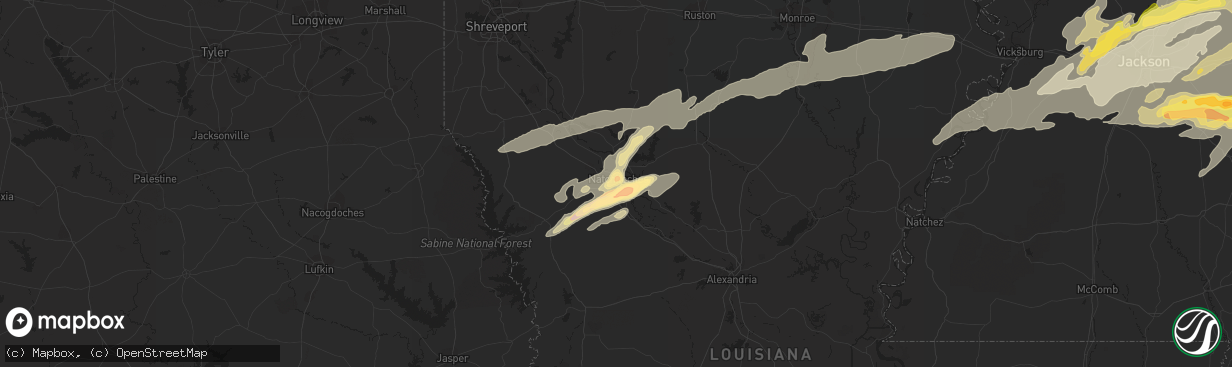 Hail map in Natchitoches, LA on March 31, 2016