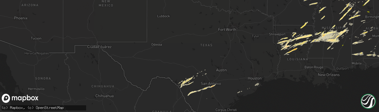 Hail map in Texas on March 31, 2016