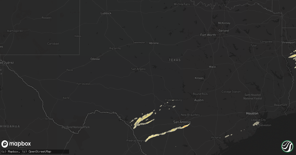 Hail map in Texas on March 31, 2016