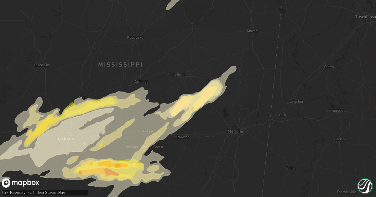 Hail map in Union, MS on March 31, 2016