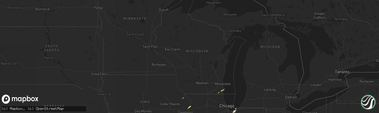 Hail map in Wisconsin on March 31, 2016