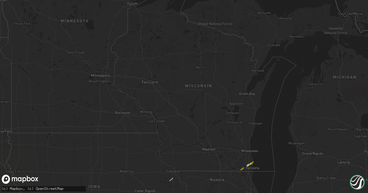 Hail map in Wisconsin on March 31, 2016