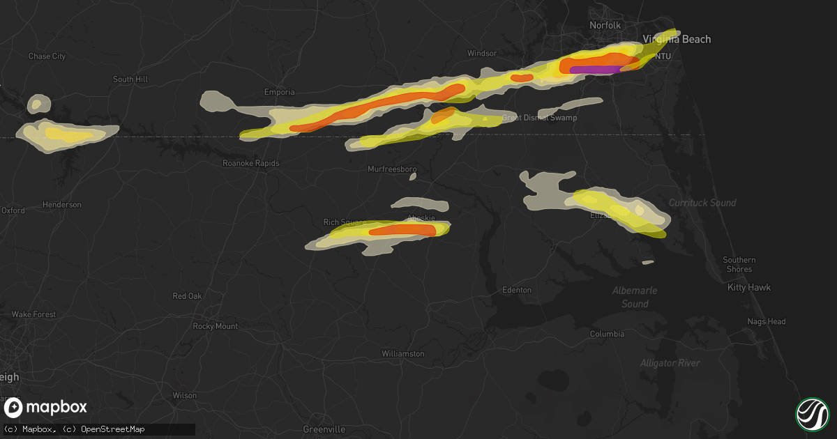 Hail map in Ahoskie, NC on March 31, 2017