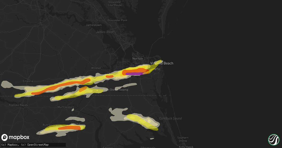 Hail map in Chesapeake, VA on March 31, 2017