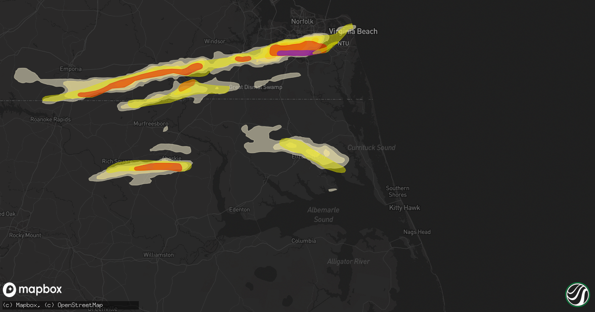 Hail map in Elizabeth City, NC on March 31, 2017