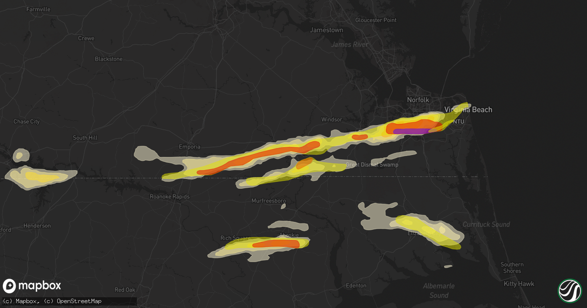 Hail map in Franklin, VA on March 31, 2017
