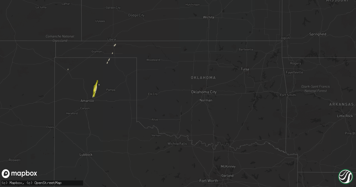 Hail map in Oklahoma on March 31, 2017
