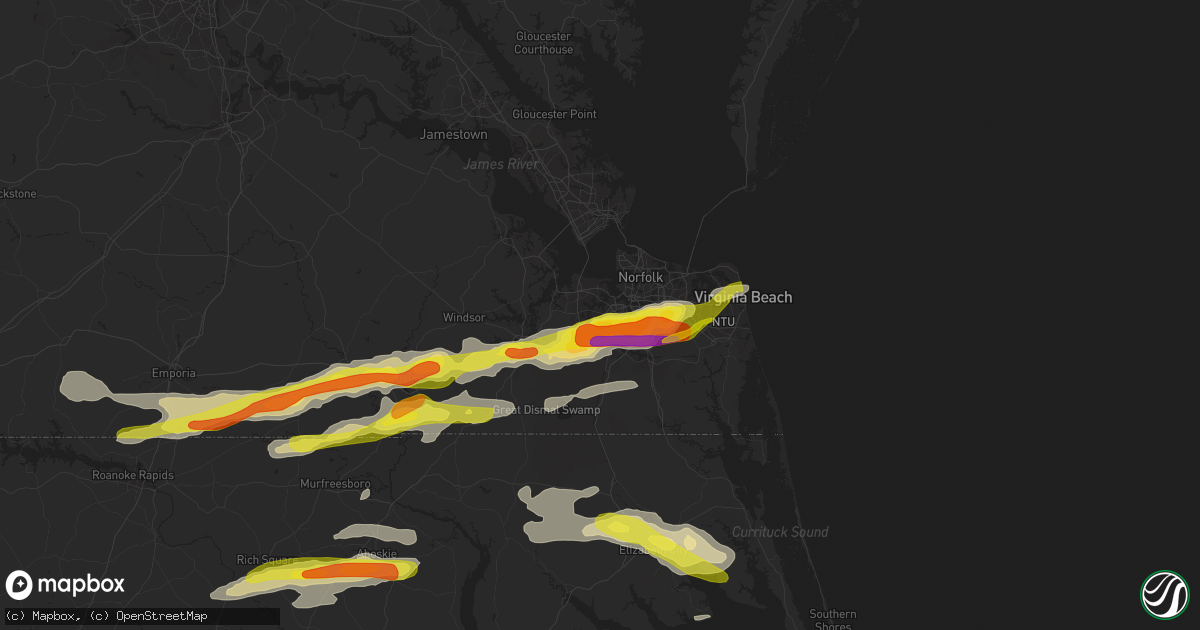 Hail map in Portsmouth, VA on March 31, 2017