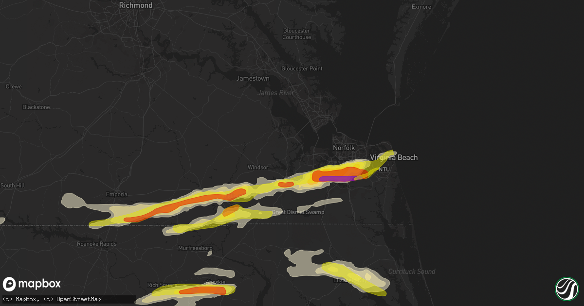 Hail map in Suffolk, VA on March 31, 2017