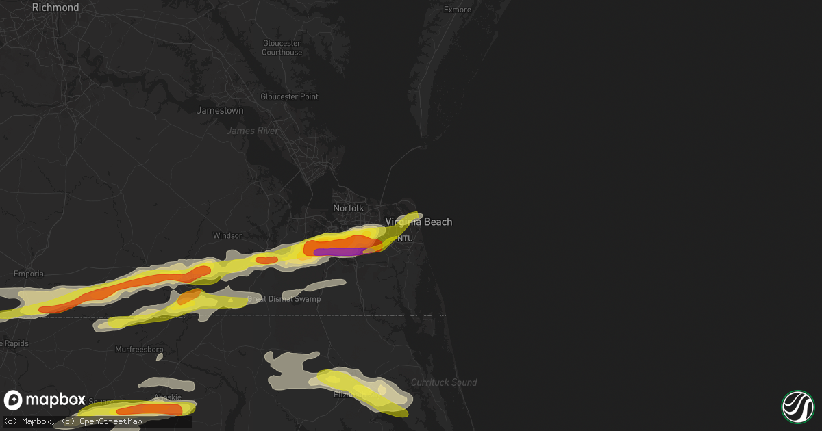 Hail map in Virginia Beach, VA on March 31, 2017